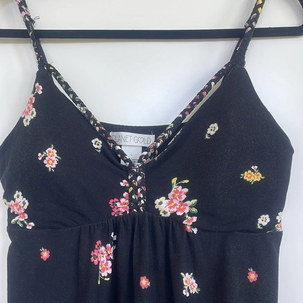 Planet Gold black floral dress with braided accent - Picture 3 of 7